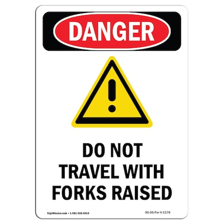 Signmission OSHA Danger Sign, Do Not Travel W/, 5in X 3.5in Decal, 10PK, 3.5" W, 5" L, Portrait, PK10 OS-DS-D-35-V-1178-10PK